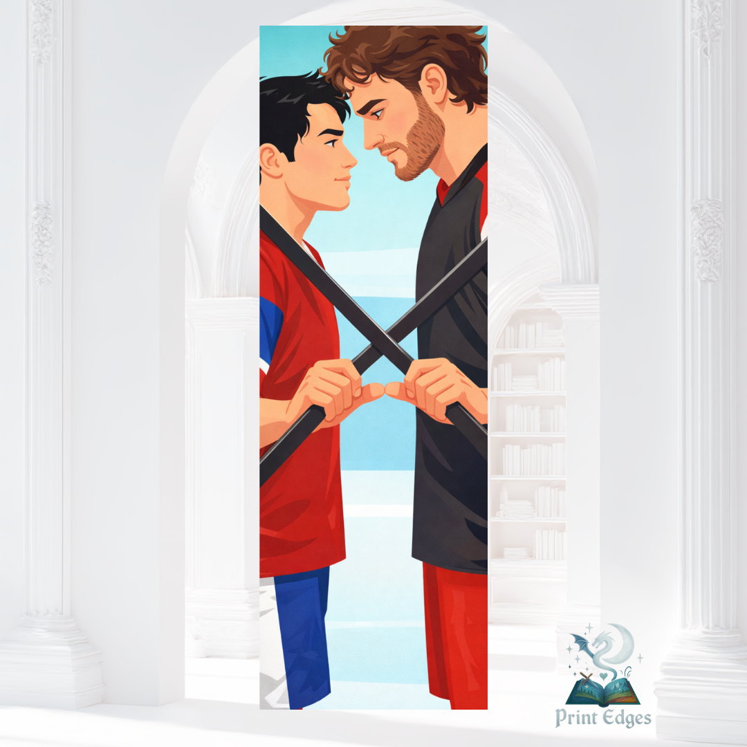 Design pentru printed edges - The Long Game - doi baieti care joaca hockey