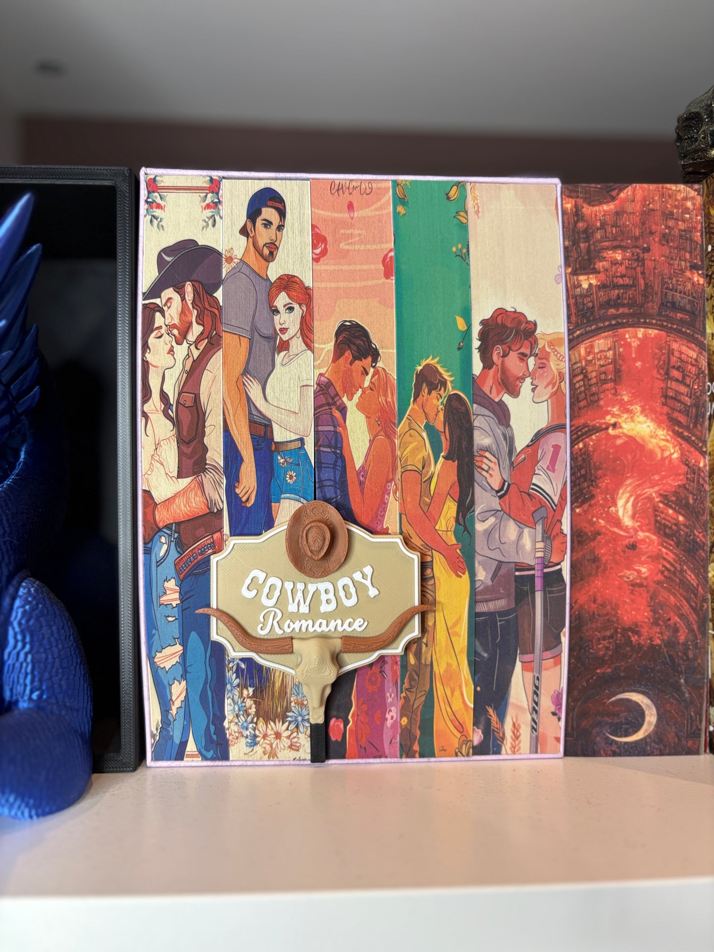 Cowboy romance - Plăcuță decorativă pentru bibliotecă