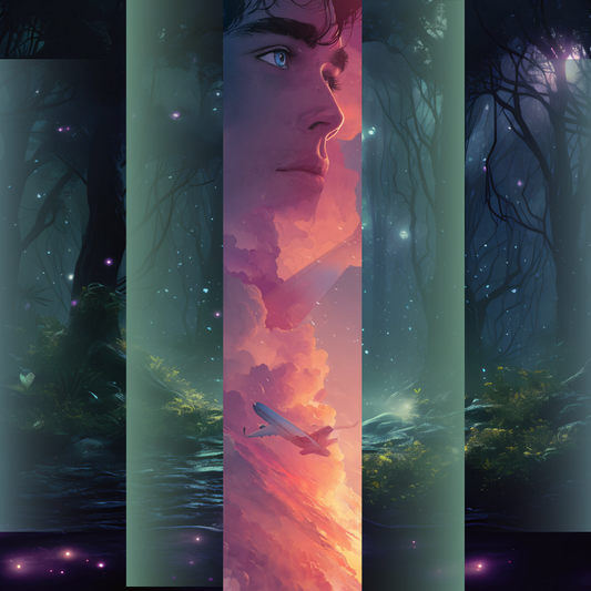 Design printed edges - "Când ne vom reîntâlni"Rebecca Yarros, prezentată în poziție verticală, cu printed edges ilustrate în nuanțe mov-portocalii și silueta unui avion.