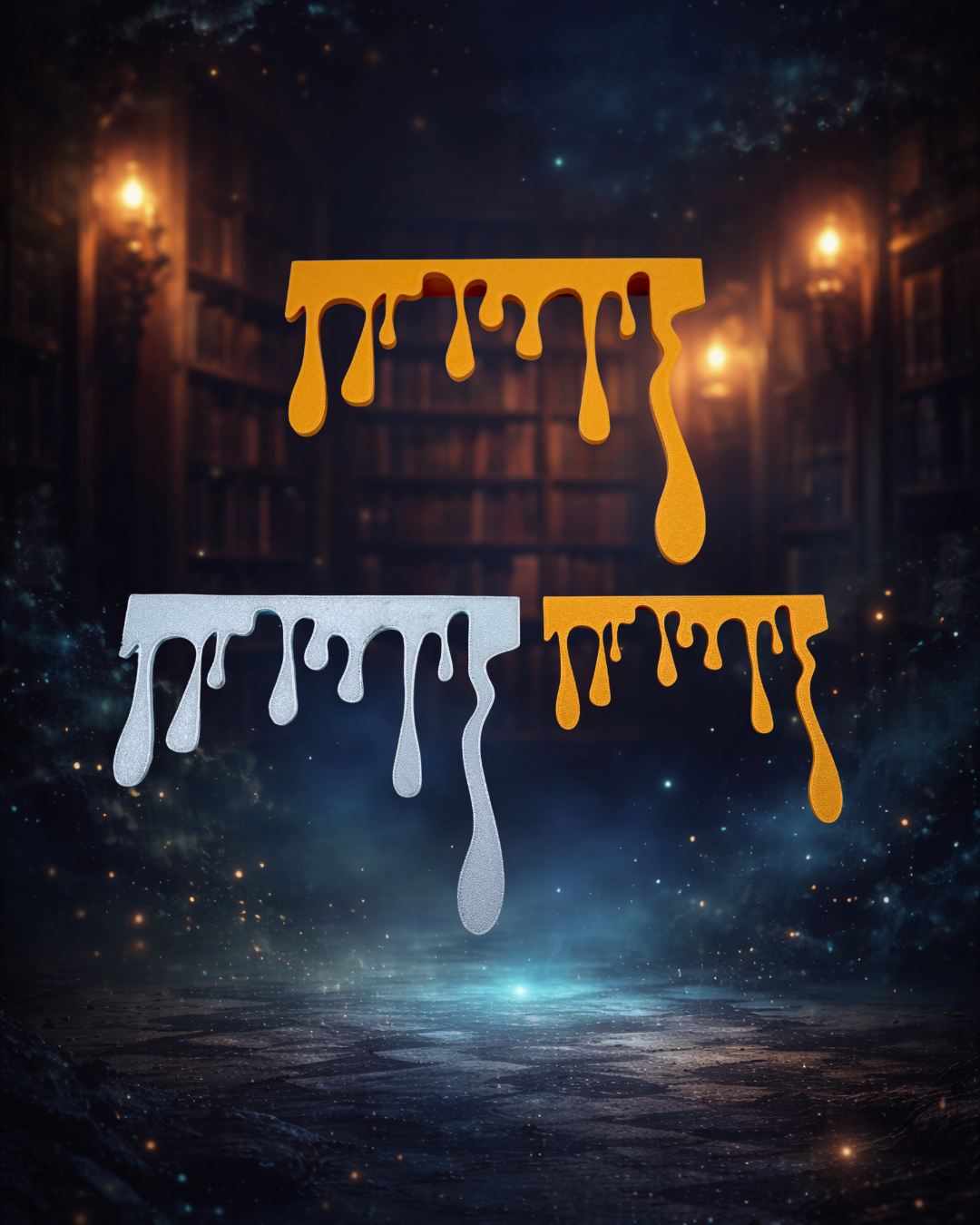 Gold dripping - Ornament 3D pentru bibliotecă