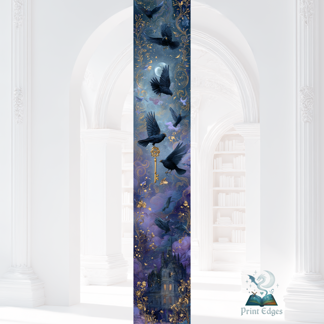 Design printed edges - Casa Starling, cu ilustrație fantastică și detalii vizuale captivante.