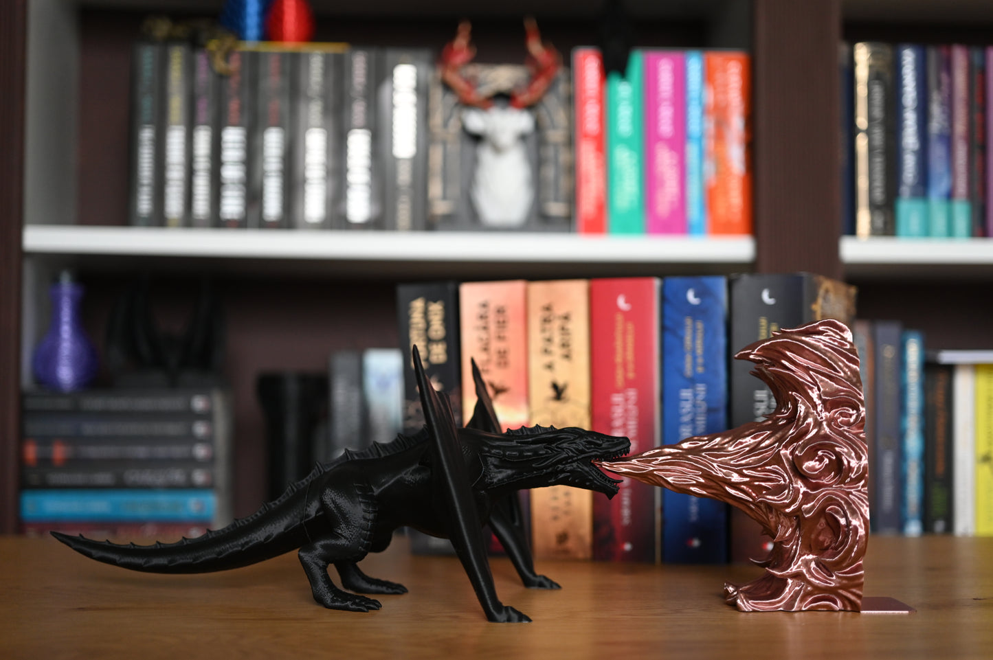 bookend dragon 3d care sufla flacari